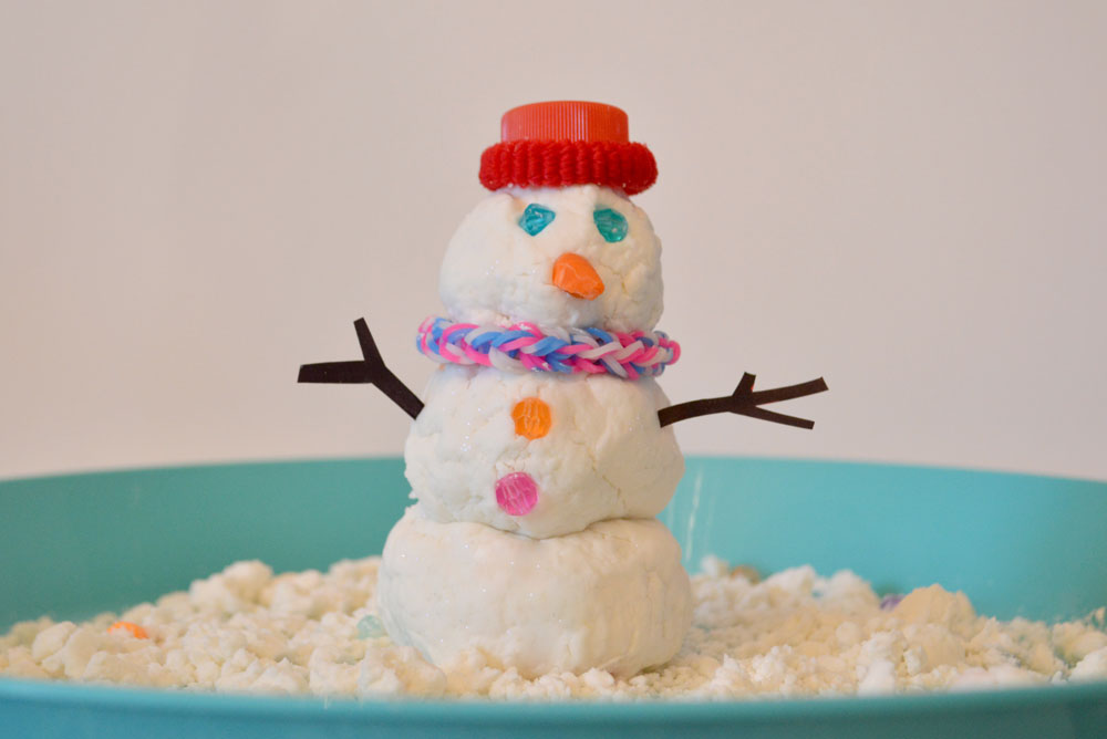 fake play snow for kids sensory activity