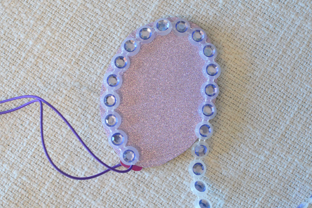 easy kids craft Sofia the First amulet with rhinestones