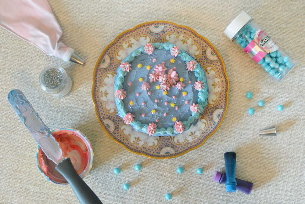 fairy themed small birthday cake for toddler party