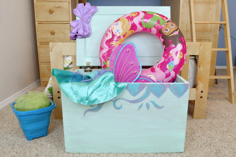 painted toy chest mermaid design for kids room