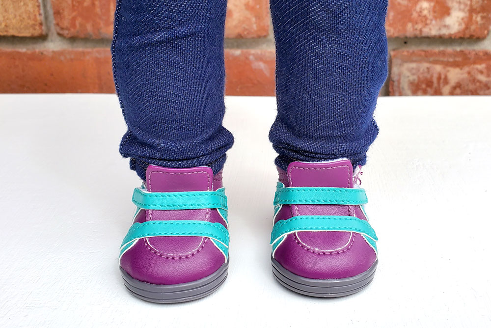 American Girl Gabriela McBride purple and turquoise shoes