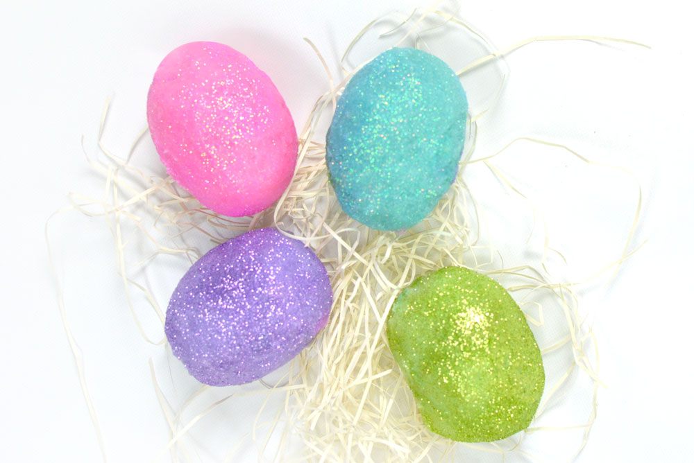homemade playdough glitter eggs