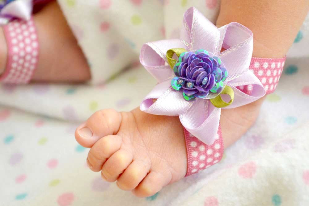 diy baby flower barefoot sandals