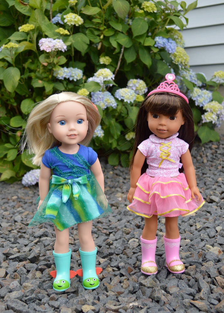 American Girl Wellie Wishers doll each come with coordinating wellie boots