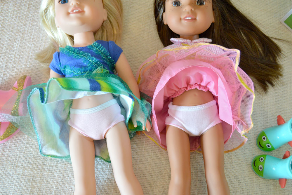 American Girl Wellie Wishers dolls have cute outfits complete with white underwear