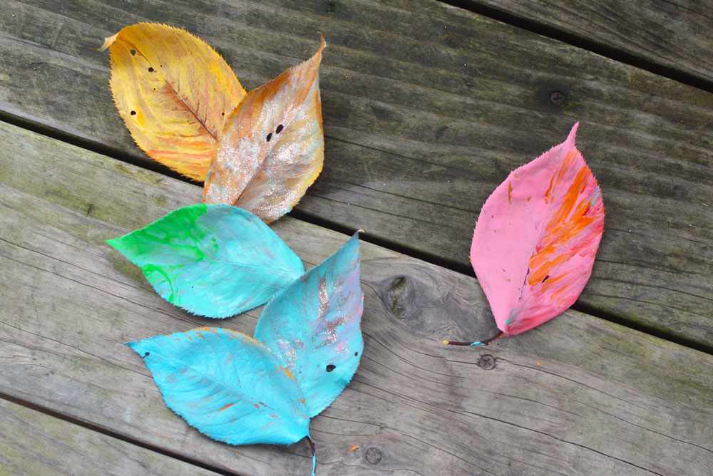 colorful leaf painting for kids