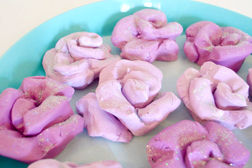 Play dough roses party favors