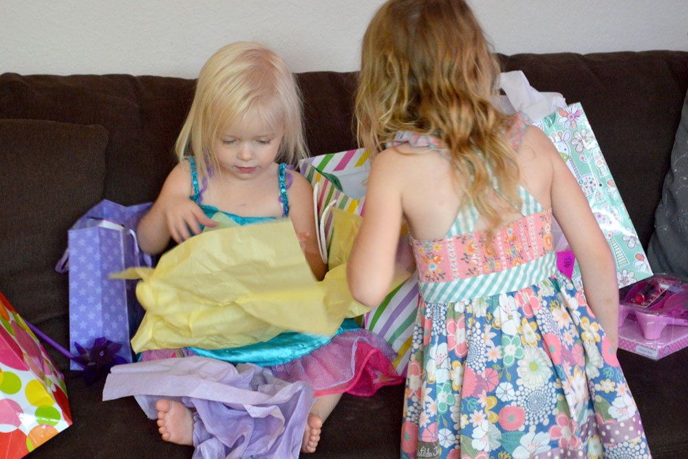 Princess Birthday Party opening presents