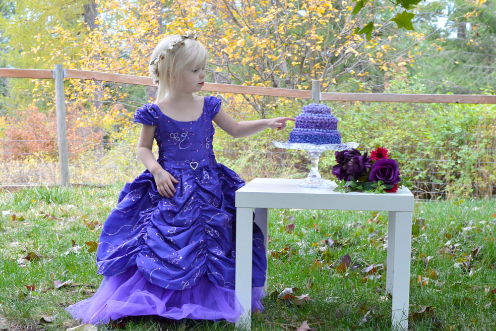 Little girl princess birthday cake and Just Unique Boutique party dress