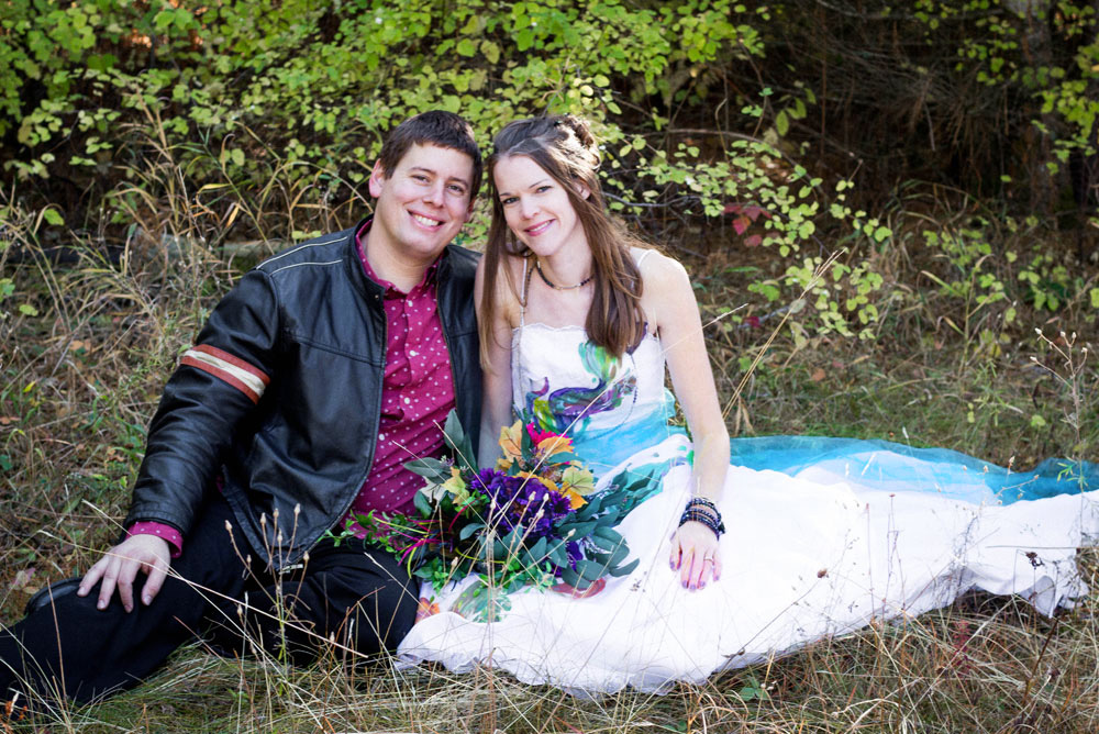Fall trash the dress bride and groom