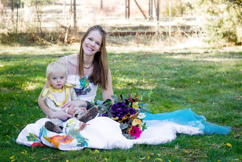 Colorful fall wedding photos and cute baby boy