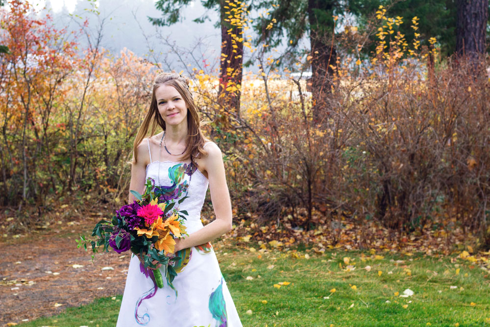 Fall themed colorful trash the dress wedding photos