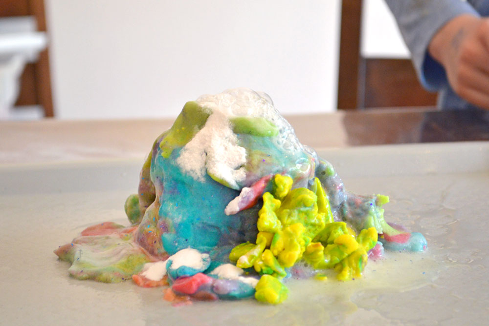 Make a Playdough volcano kids science activity