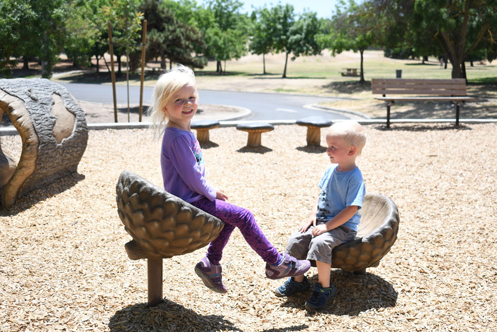 California family adventure road trip kids at the park