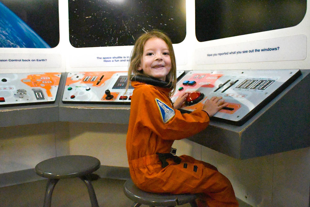 Denver Museum of Nature and Science family visit spaceship exhibit kids activity