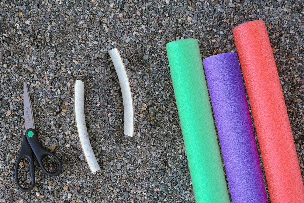 Make a DIY Pool Noodle Sprinkler and backyard obstacle course