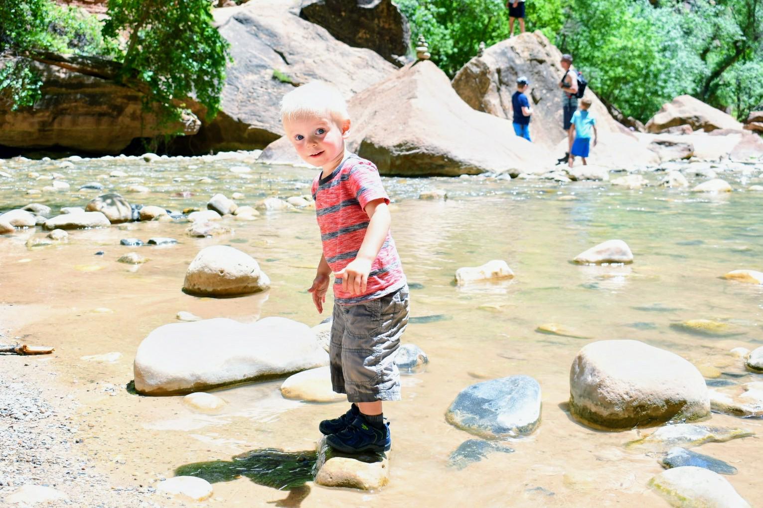 The Zion Canyon hike is easy for families to do with kids