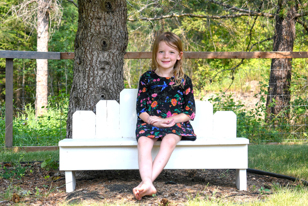 Re-purposed wood fence board bench for photoshoots and yard decor