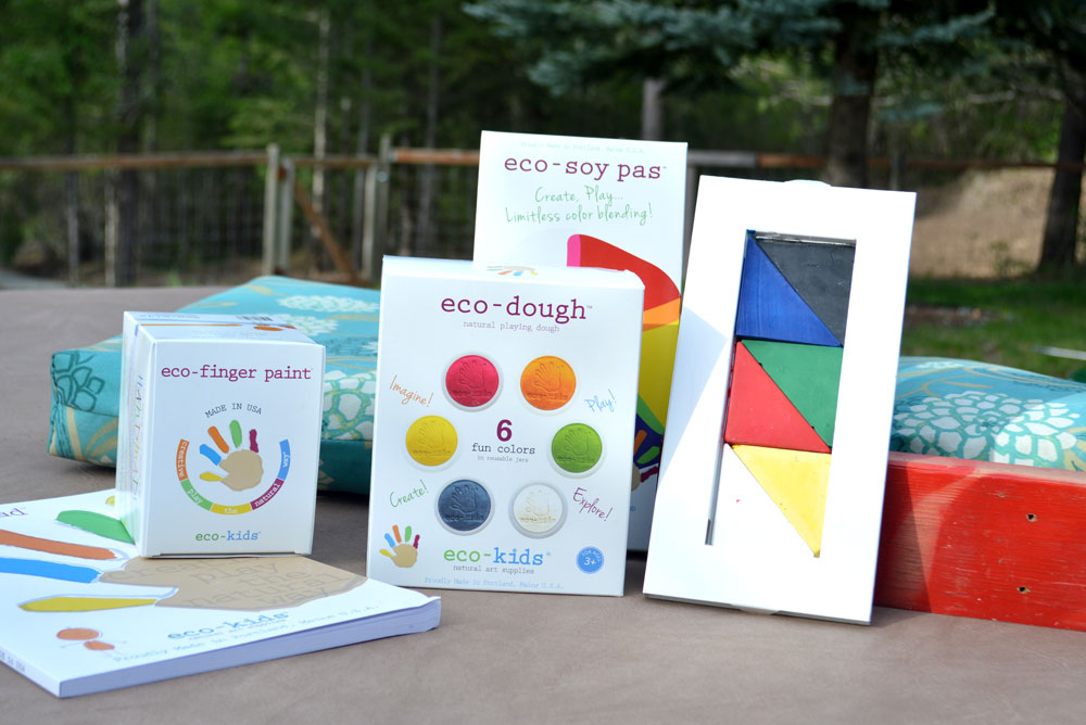 Eco-Friendly art supplies and colorful finger paint