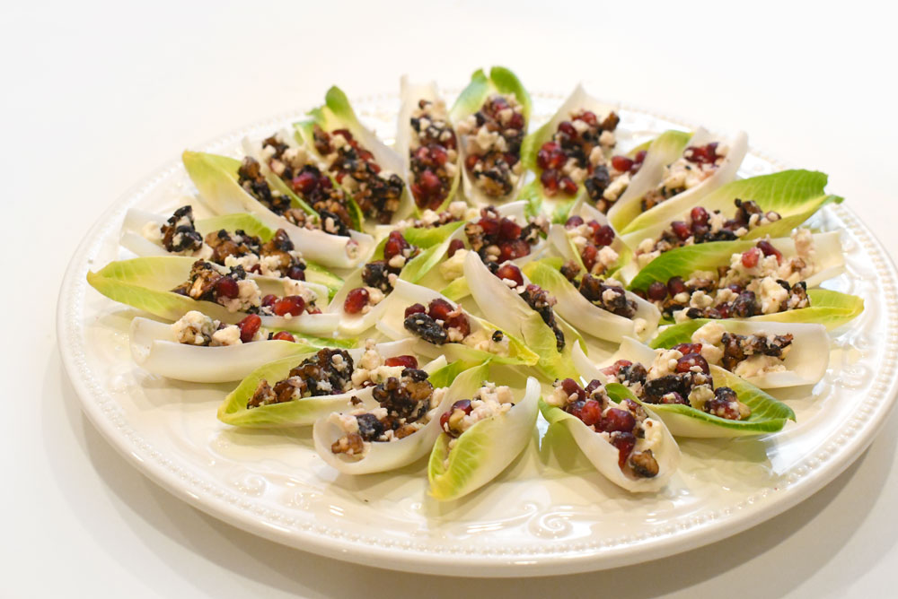 endive, blue cheese and pomegranate appetizers