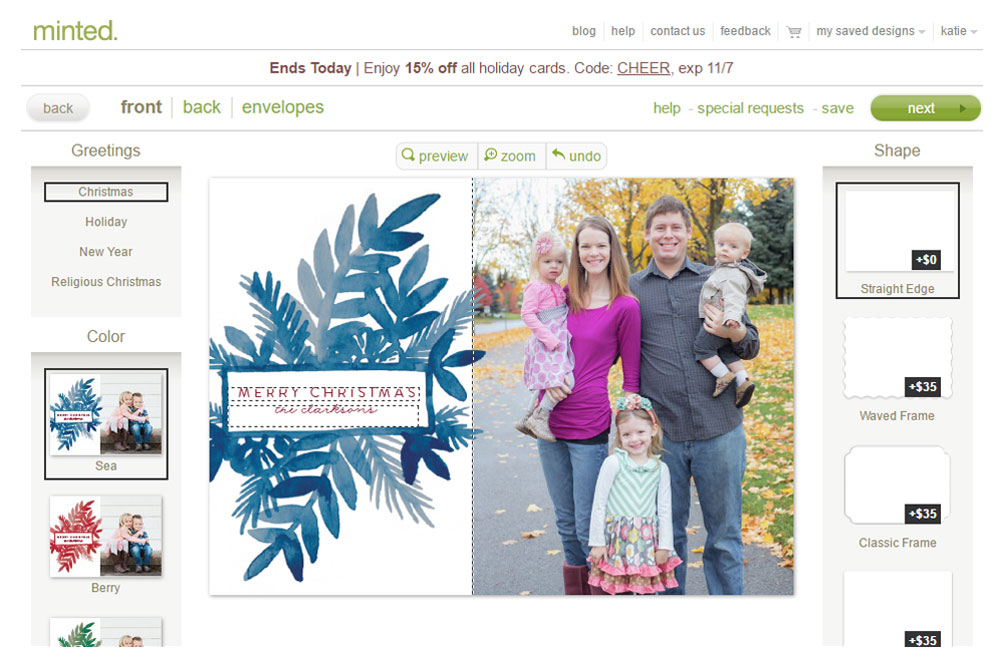 Minted holiday cards are easy to customize and order
