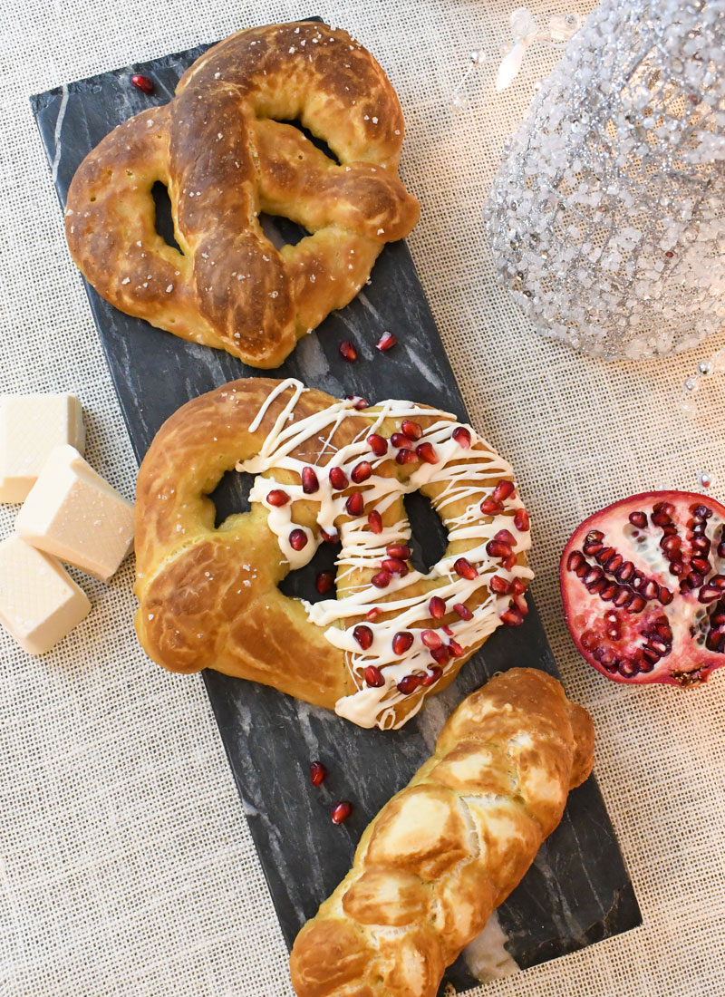 White Chocolate and Pomegranate Easy DIY Soft Pretzels