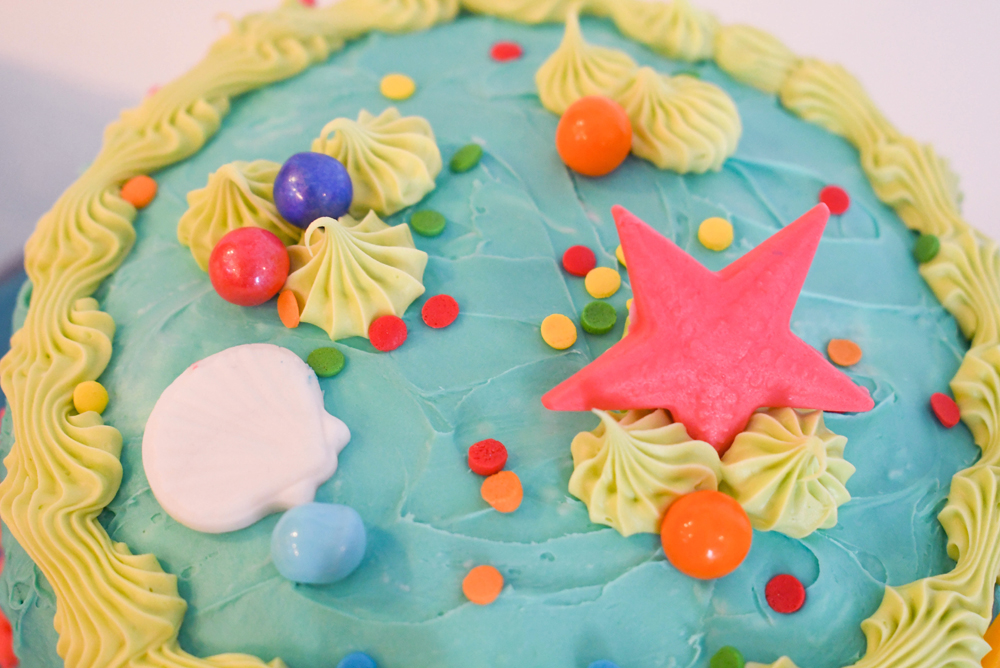 Ocean themed 5 layer birthday cake for kids