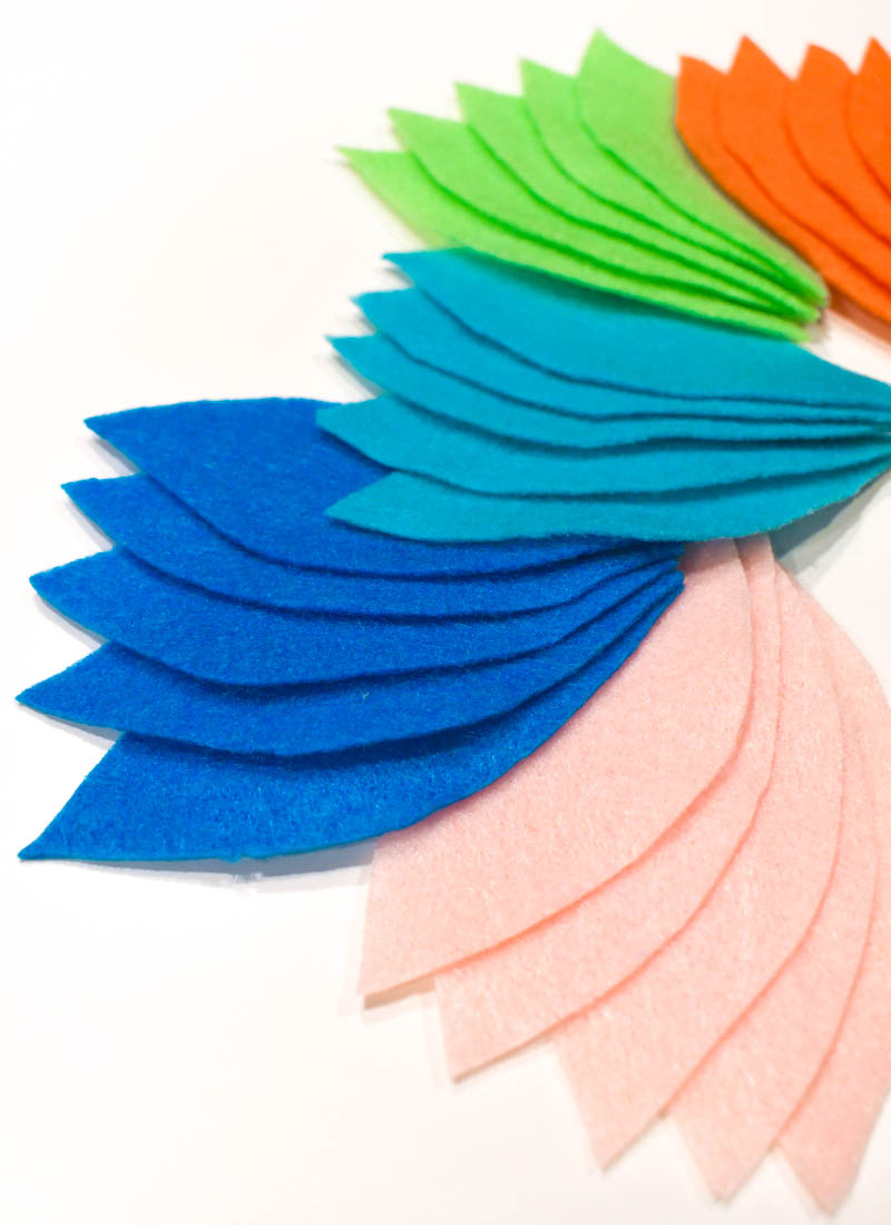 Colorful felt leaf shapes