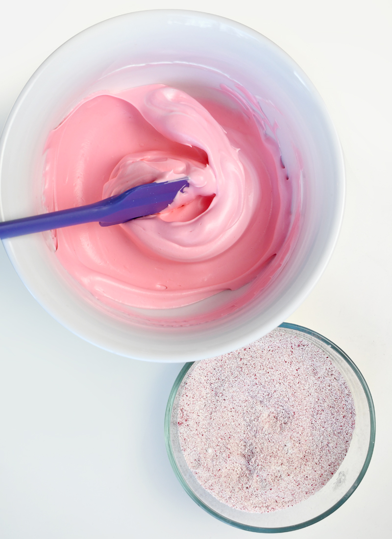 Homemade raspberry meringue for homemade macarons