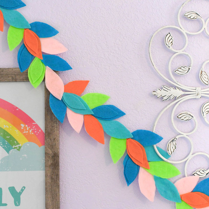 Rainbow Felt Leaf Garland DIY Decor