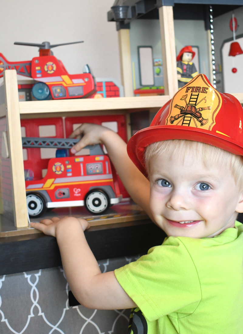 Hape Toys wooden fire station play set