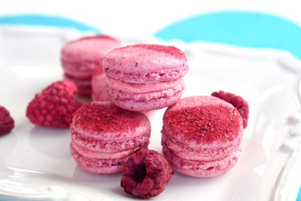 Amazing homemade freeze dried raspberry macarons