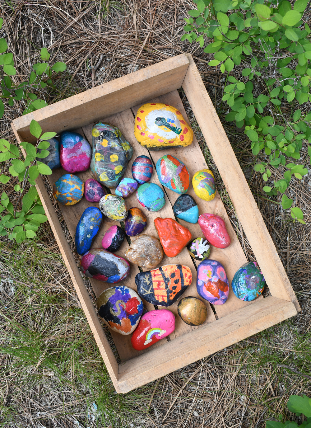 Hiding painted rocks North Idaho kids activity
