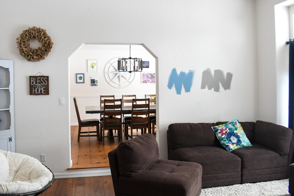 paint swatches to choose an accent wall color