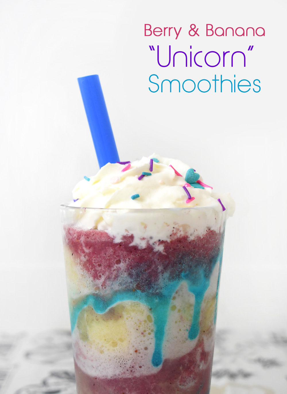 How to make berry and banana Unicorn Smoothies