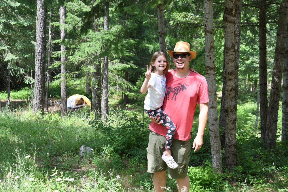 Family camping in a forest Coeur d'Alene Idaho