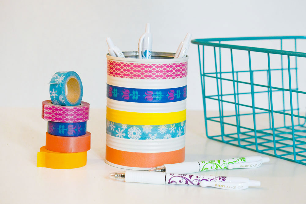 DIY washi tape pencil can