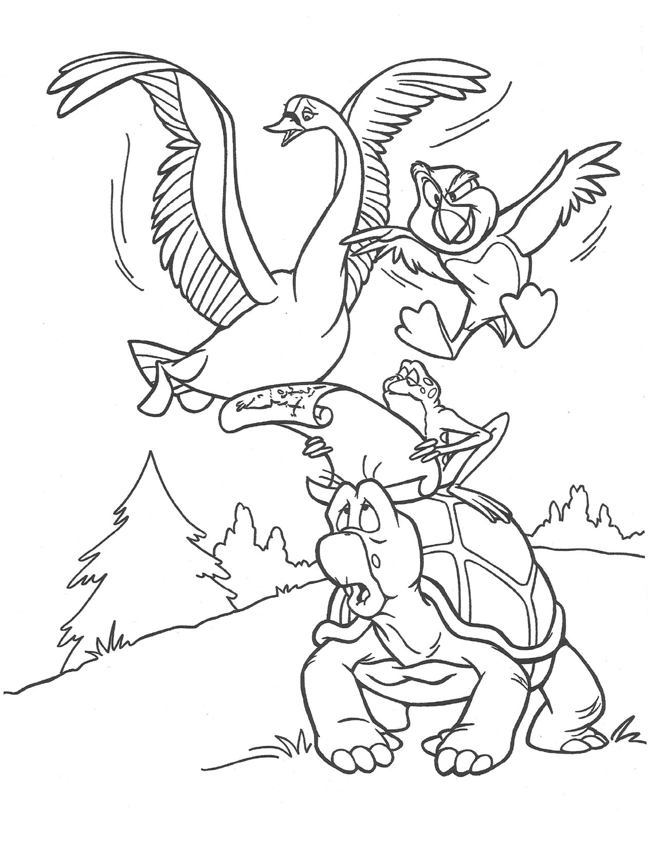 Swan Princess Odette Jean-Bob and puffin coloring page