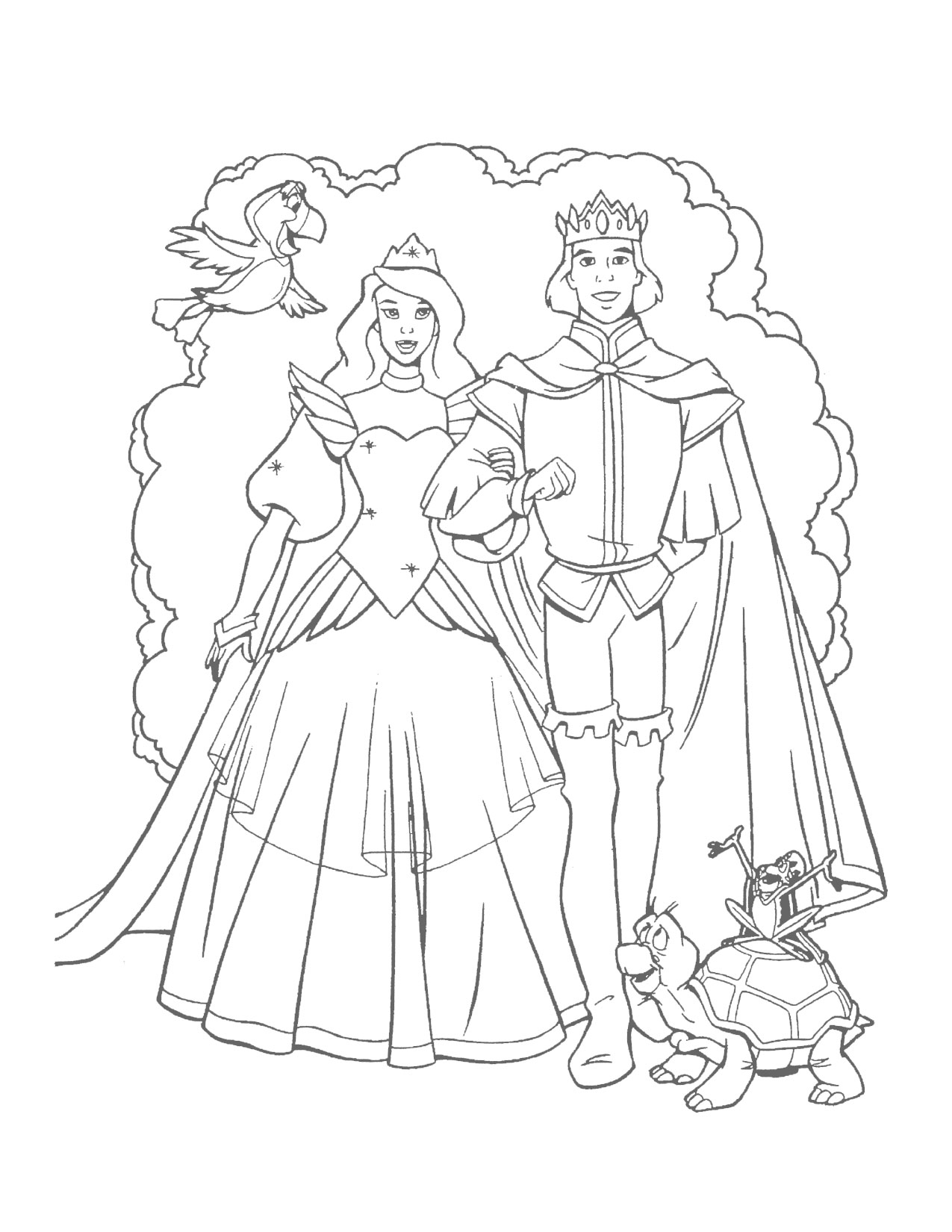 Swan Princess Odette and Prince Derek wedding coloring page
