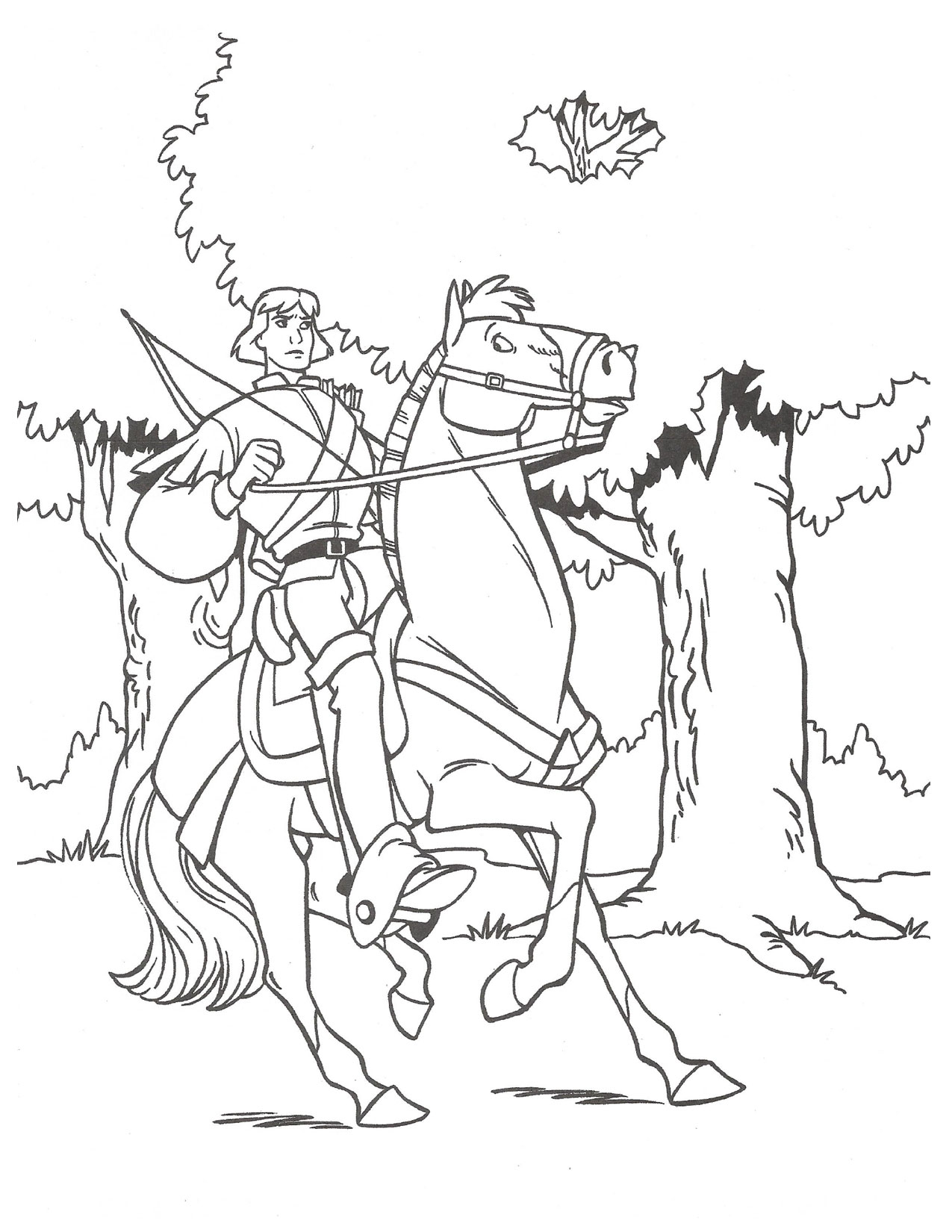 Swan Princess Prince Derek on steed coloring page