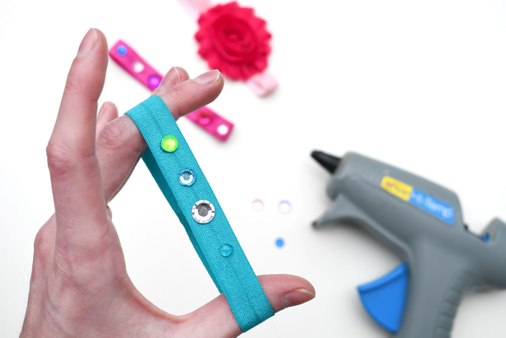 DIY doll elastic headbands with rhinestones