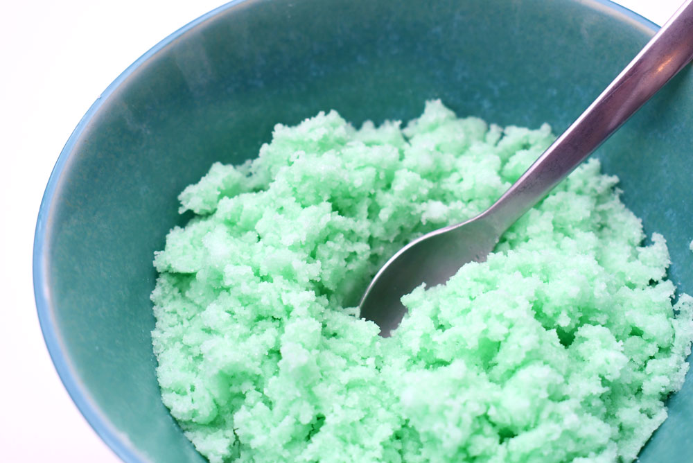 Homemade mint sugar scrub spa day essential