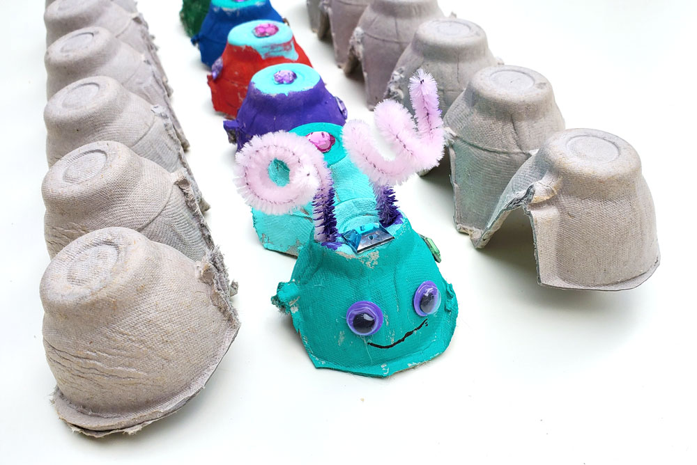 Egg carton caterpillars easy kids craft idea