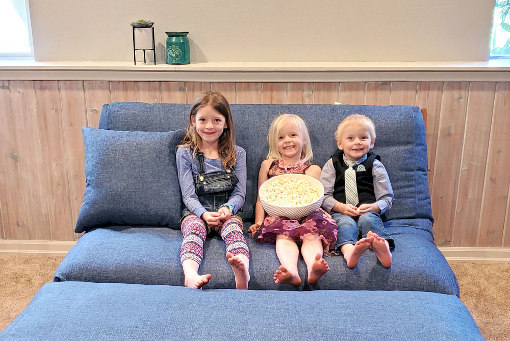 Customize your basement living space with a futon