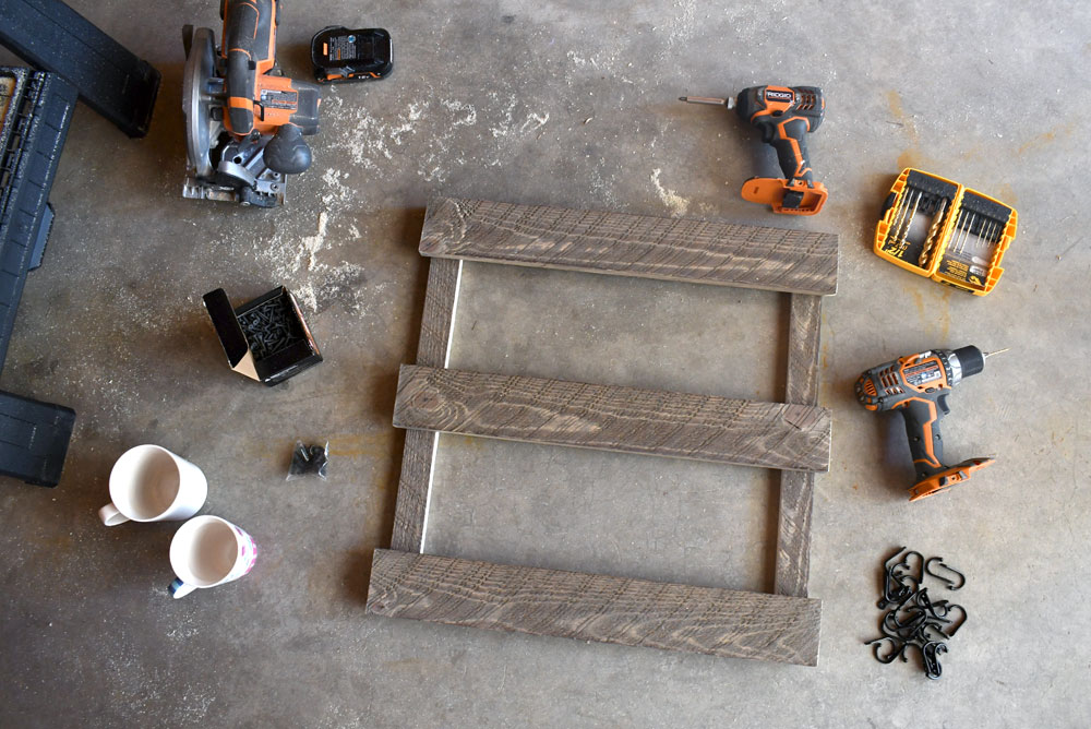 DIY coffee cup hanger and mug rack