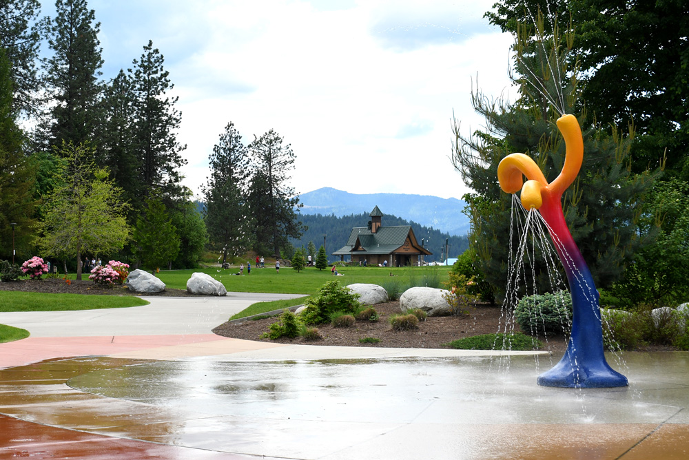 McEuen Park splash pad family activities in downtown Coeur d'Alene
