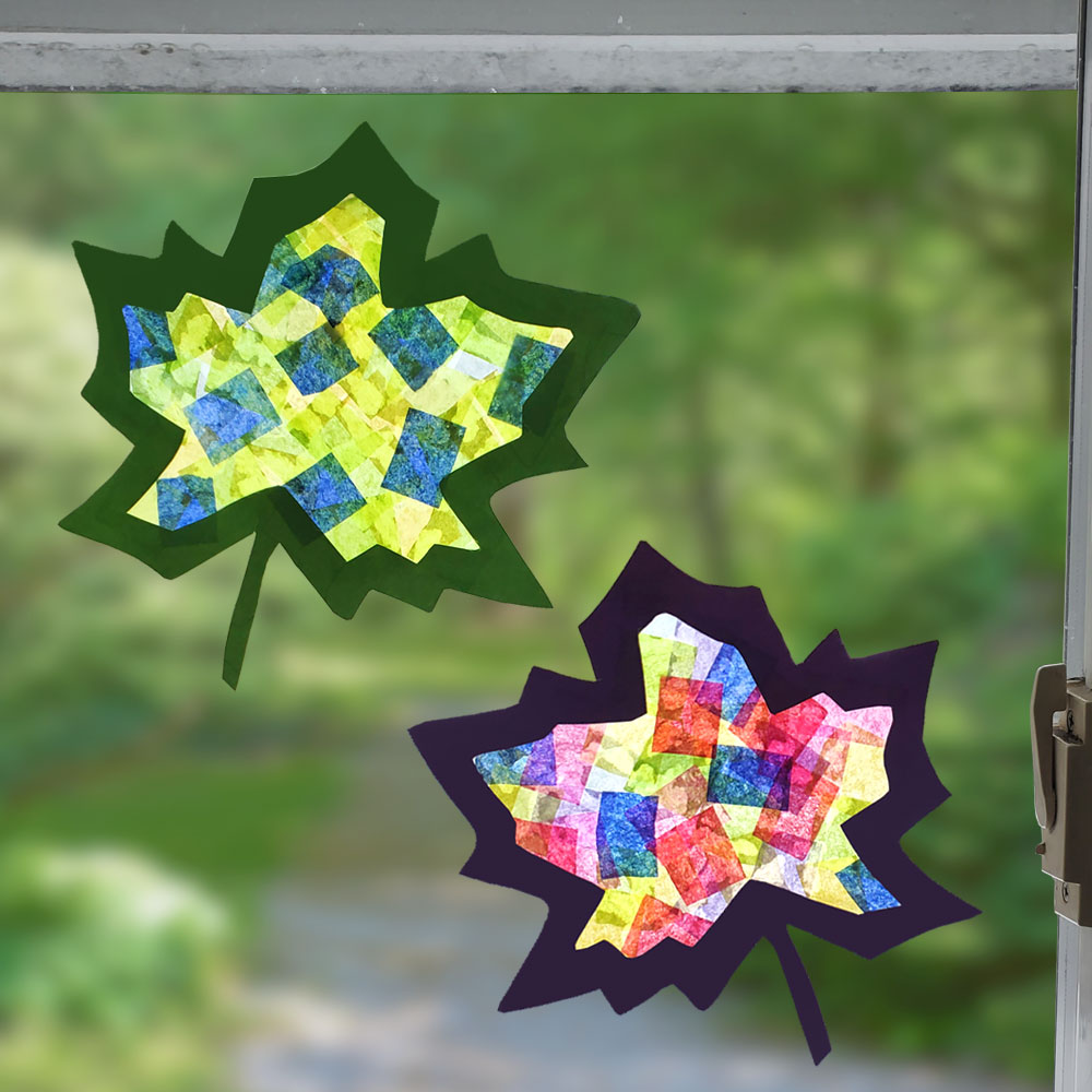 Tissue Paper Leaf Suncatchers