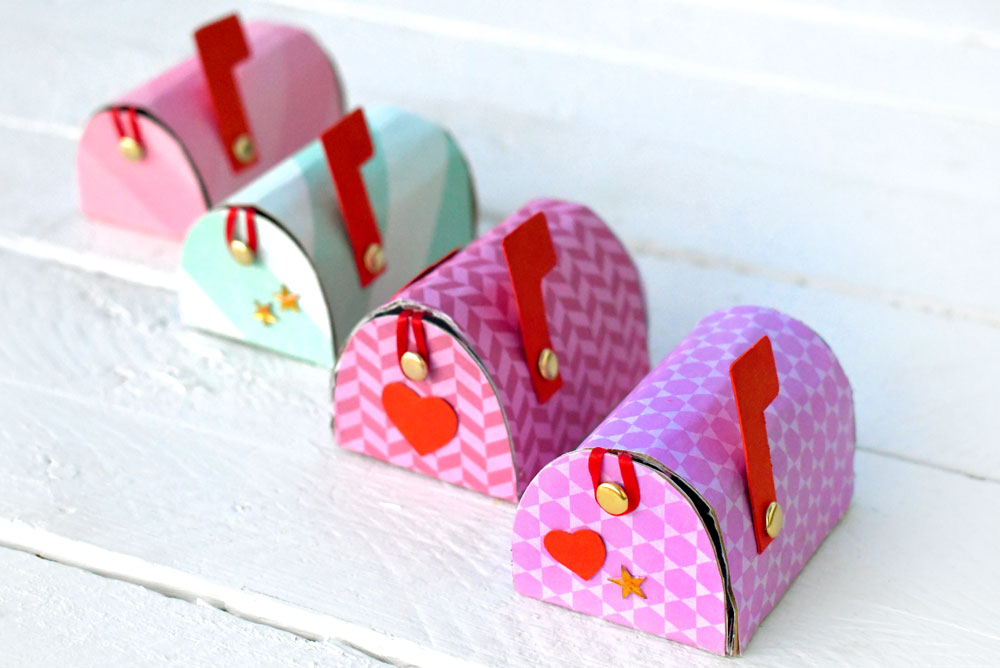 Colorful American Girl mailboxes Valentine's Day kids craft