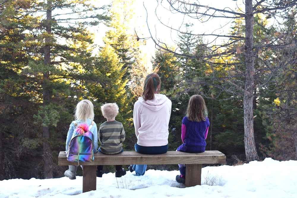 Family hike at Farragut state park near Coeur d'Alene Idaho
