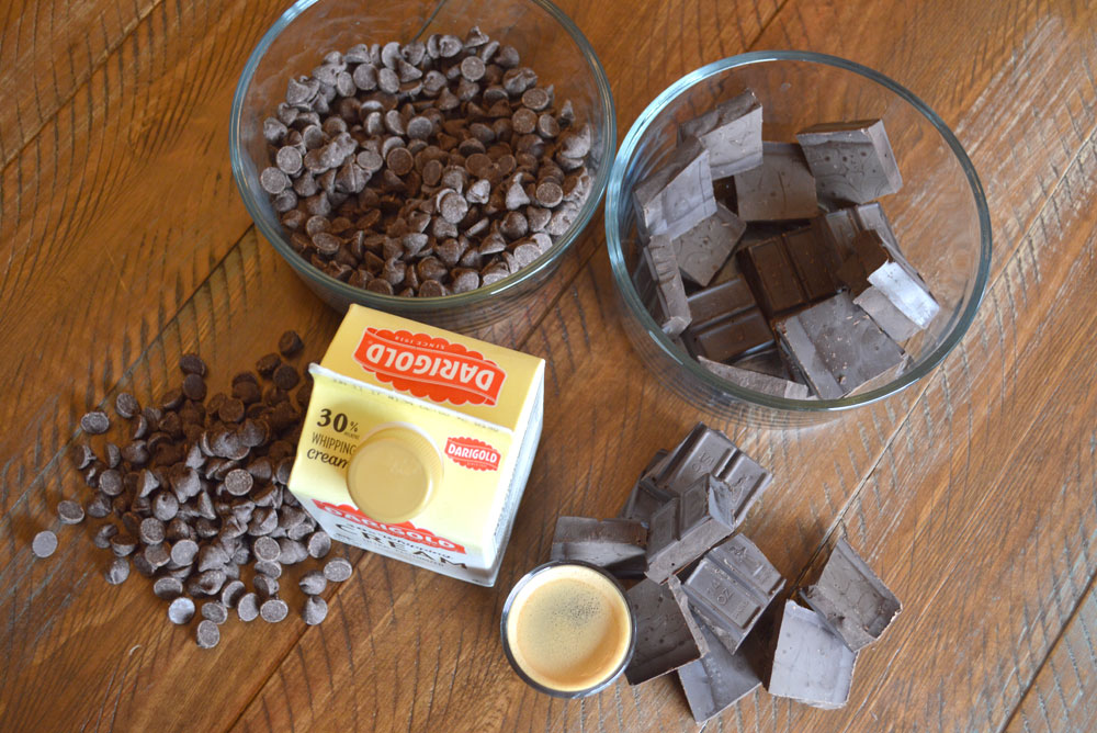 Homemade dark chocolate truffles ingredients